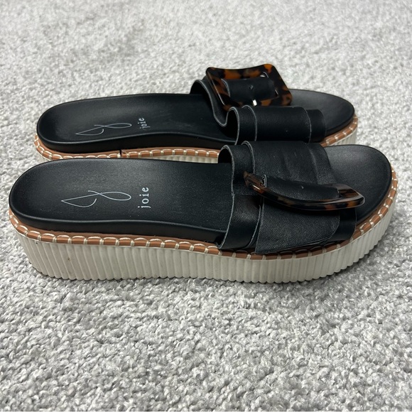 Joie Sandals women’s 8.5 black Lyla platform adjustable buckle genuine leather - Picture 2 of 9